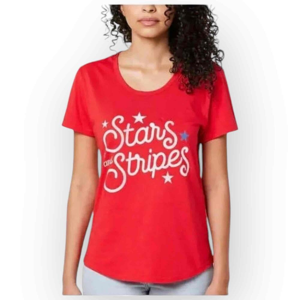 NWT General Standard Stars‎ & Stripes Graphic T-Shirt Women’s Large Red 853L